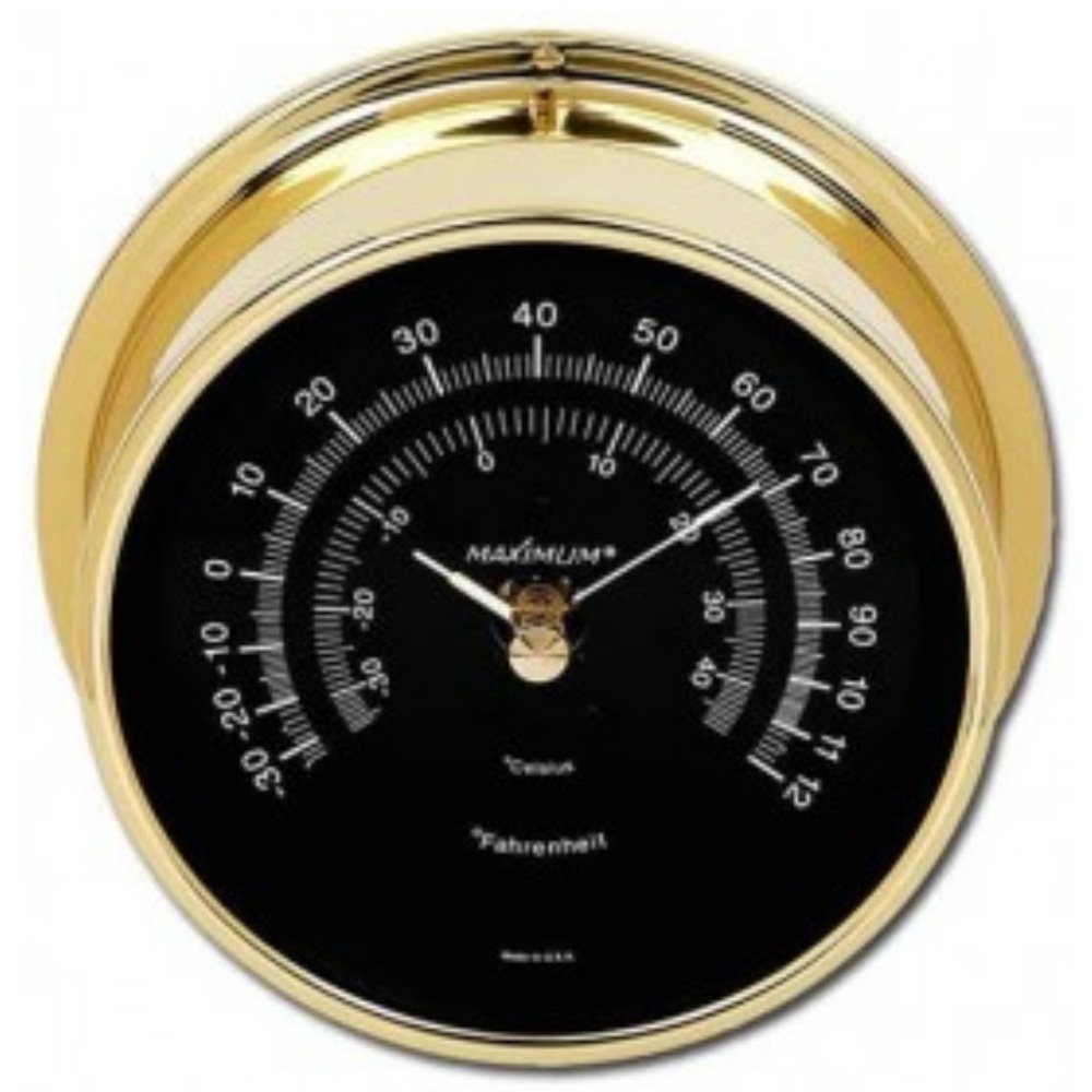 Maximum Mini-Max MXB Brass Outdoor Thermometer Black Dial Remote Sensor